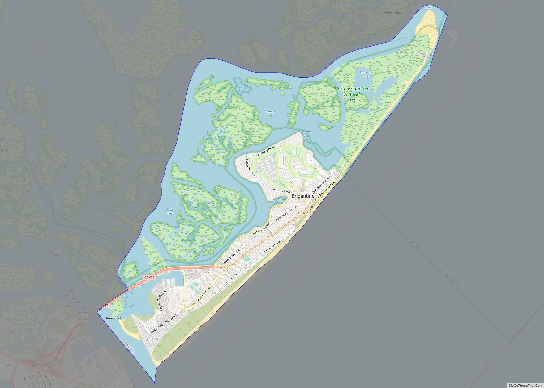 Map of Brigantine city