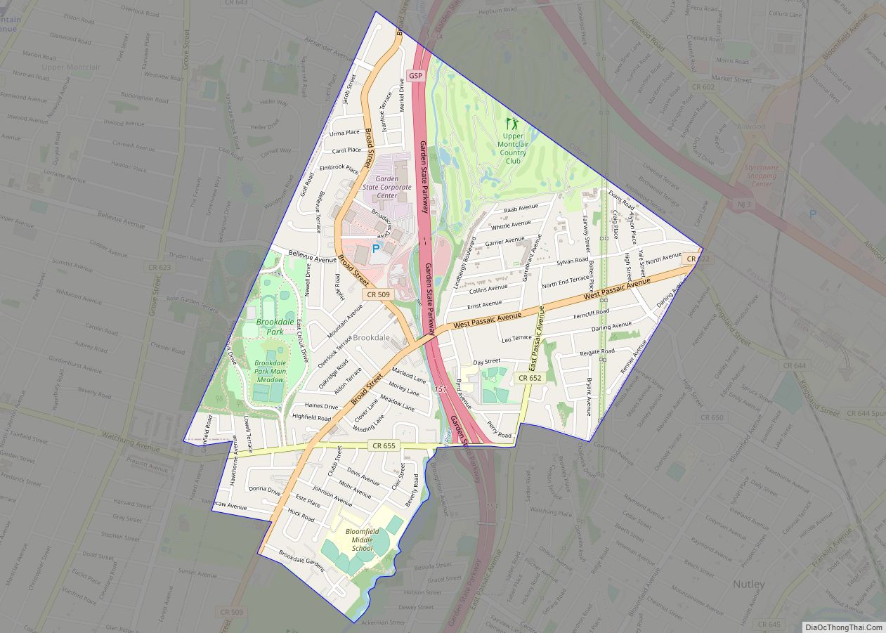 Map of Brookdale CDP, New Jersey