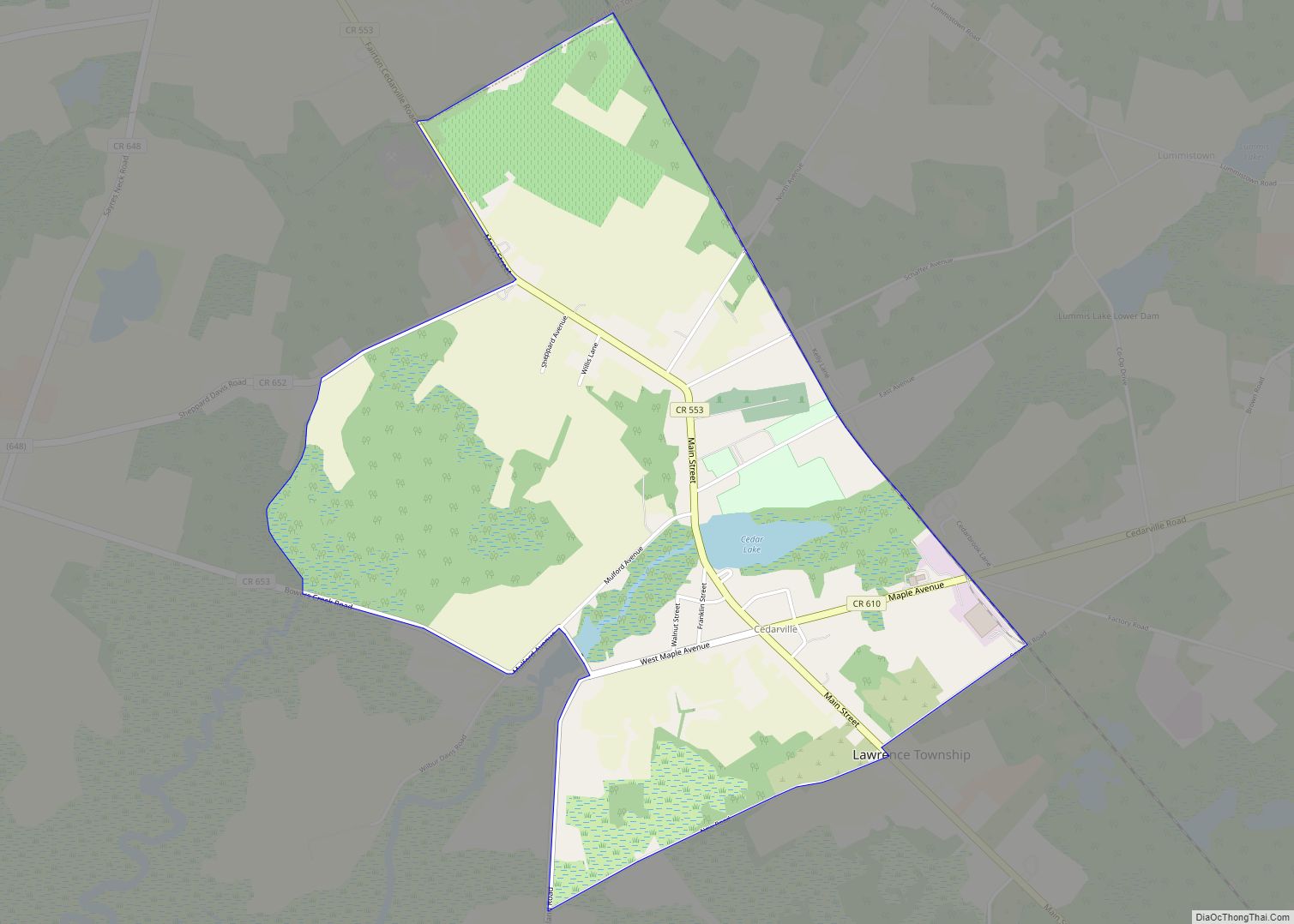 Map of Cedarville CDP, New Jersey