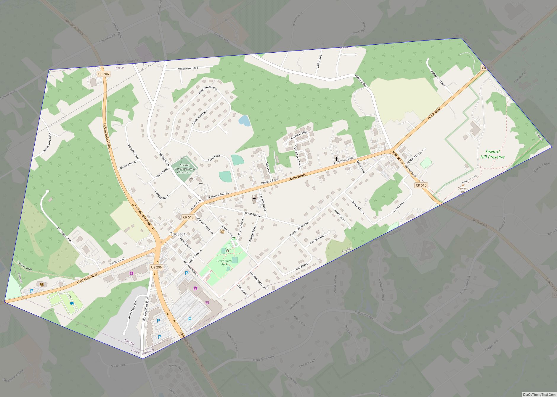 Map of Chester borough, New Jersey