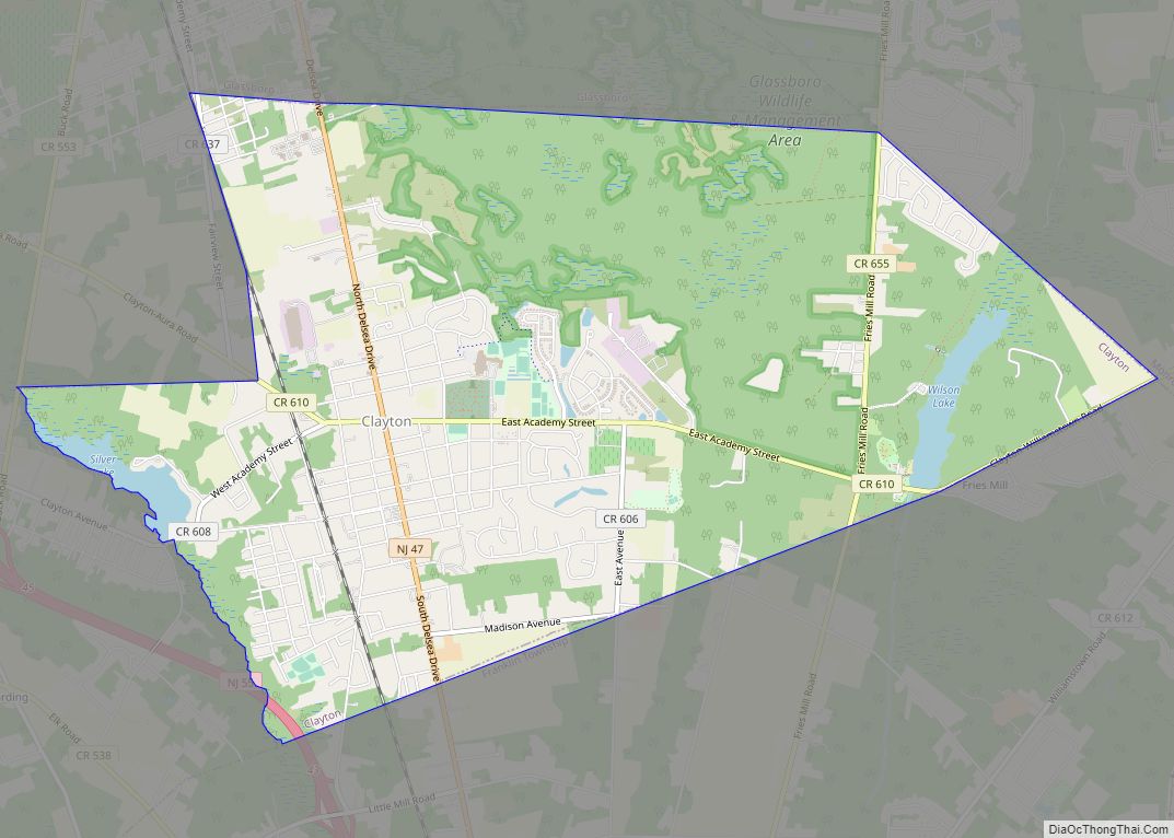 Map of Clayton borough, New Jersey