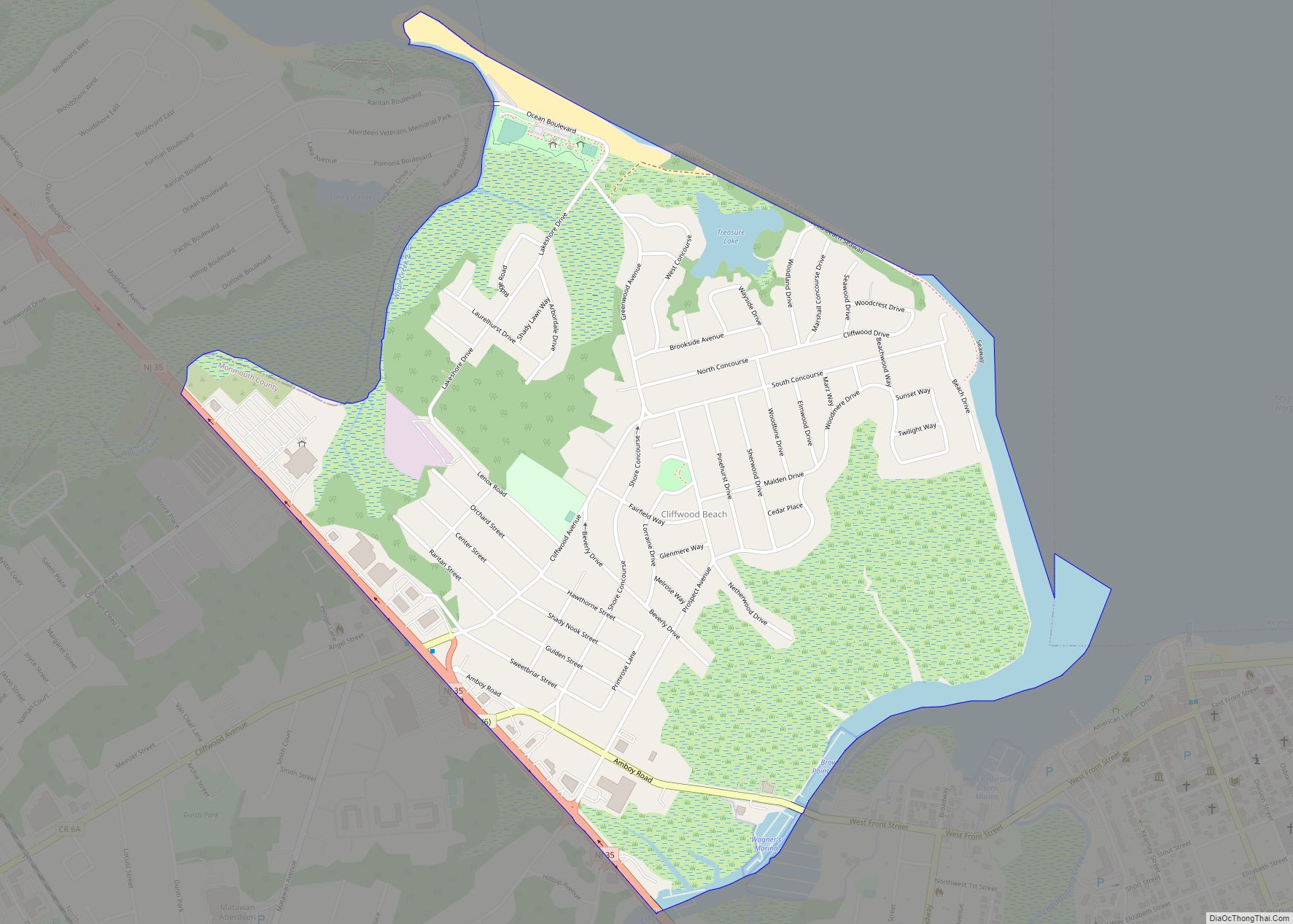 Map of Cliffwood Beach CDP