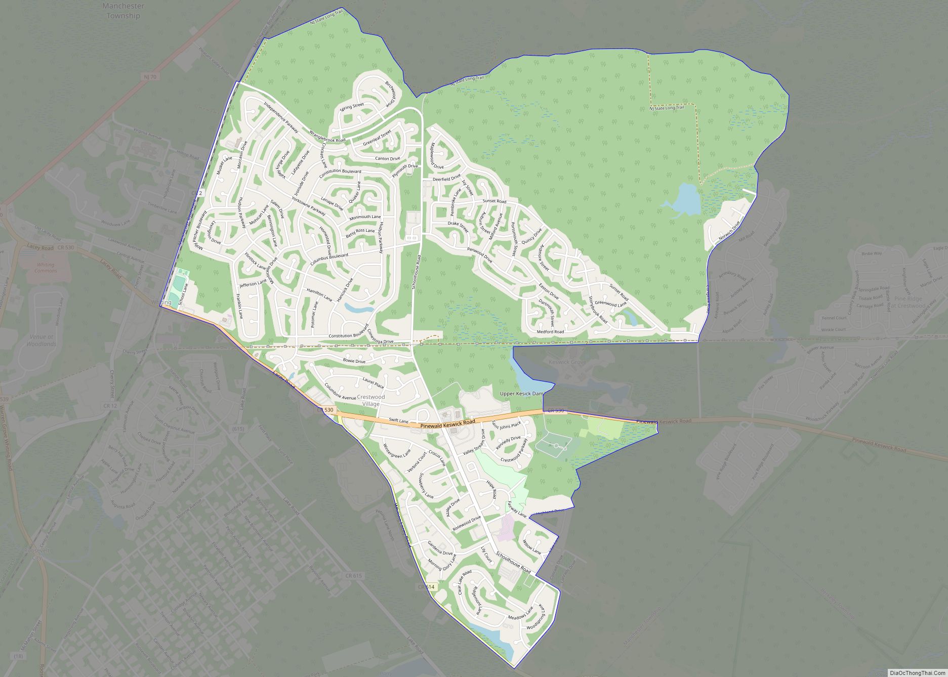 Map of Crestwood Village CDP