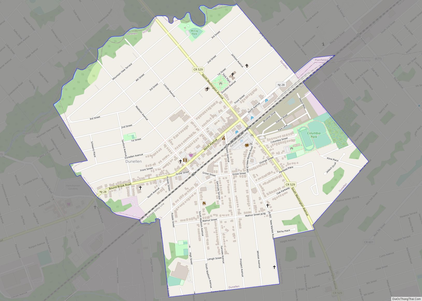Map of Dunellen borough