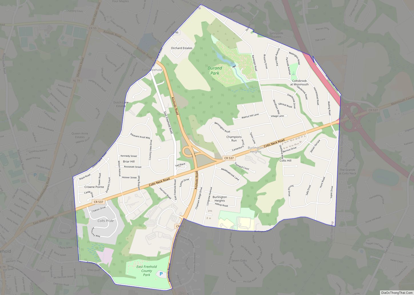 Map of East Freehold CDP