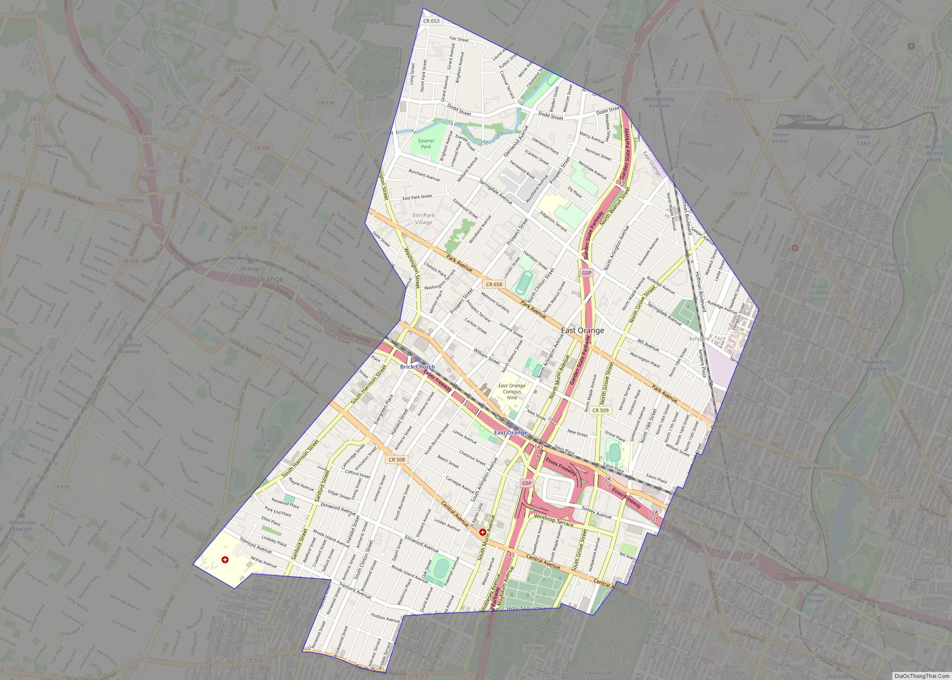 Map of East Orange city