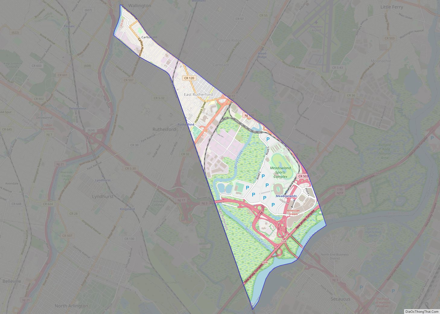 Map of East Rutherford borough