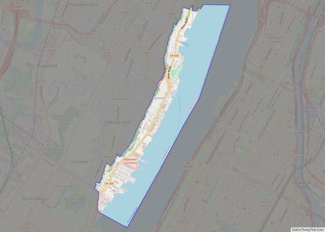 Map of Edgewater borough, New Jersey