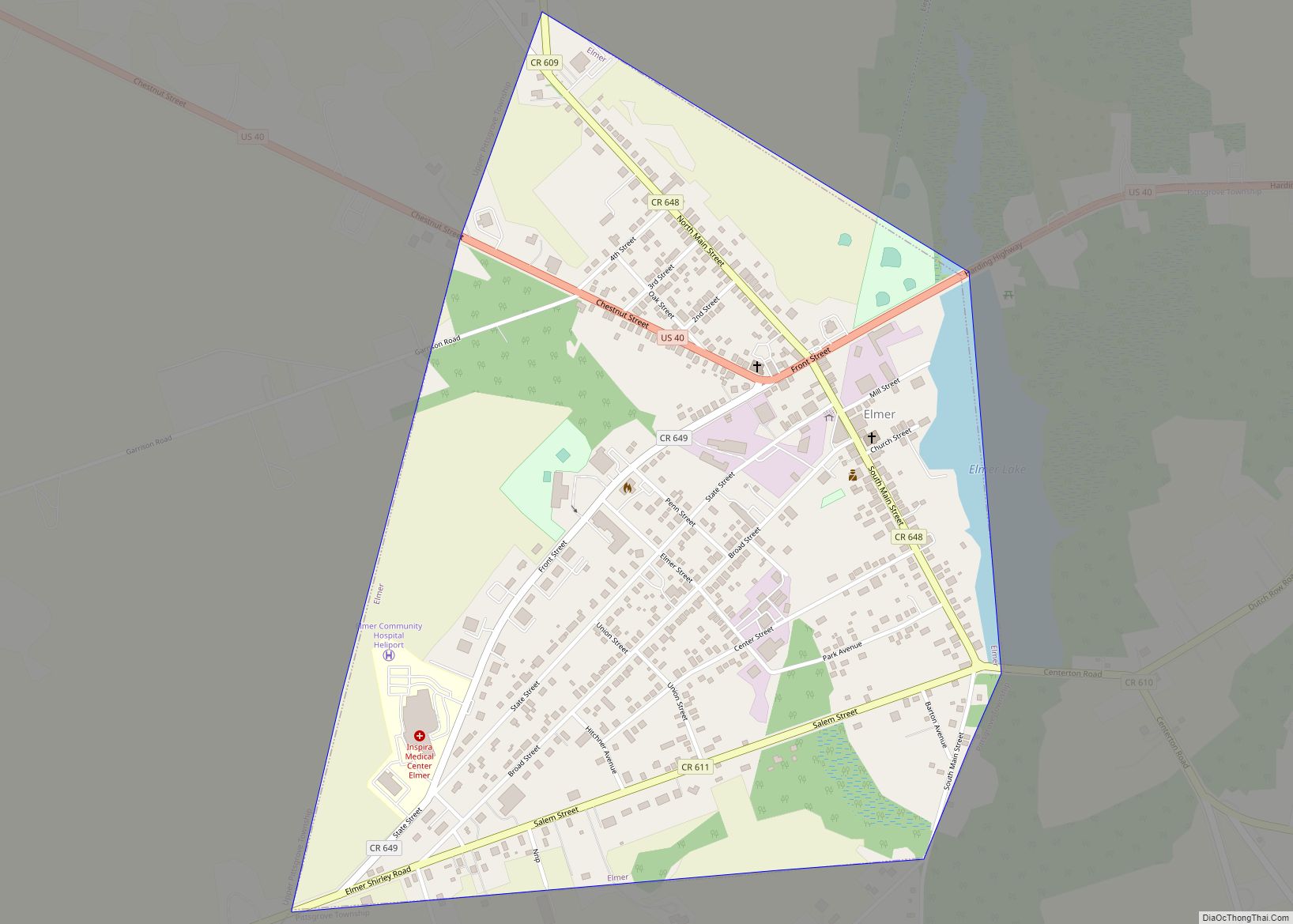 Map of Elmer borough, New Jersey