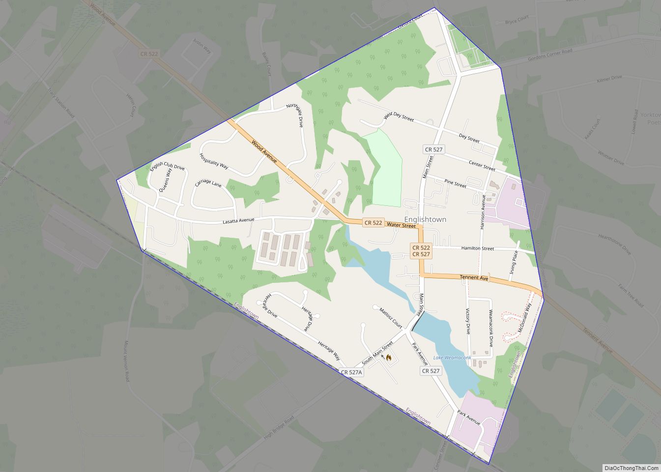 Map of Englishtown borough