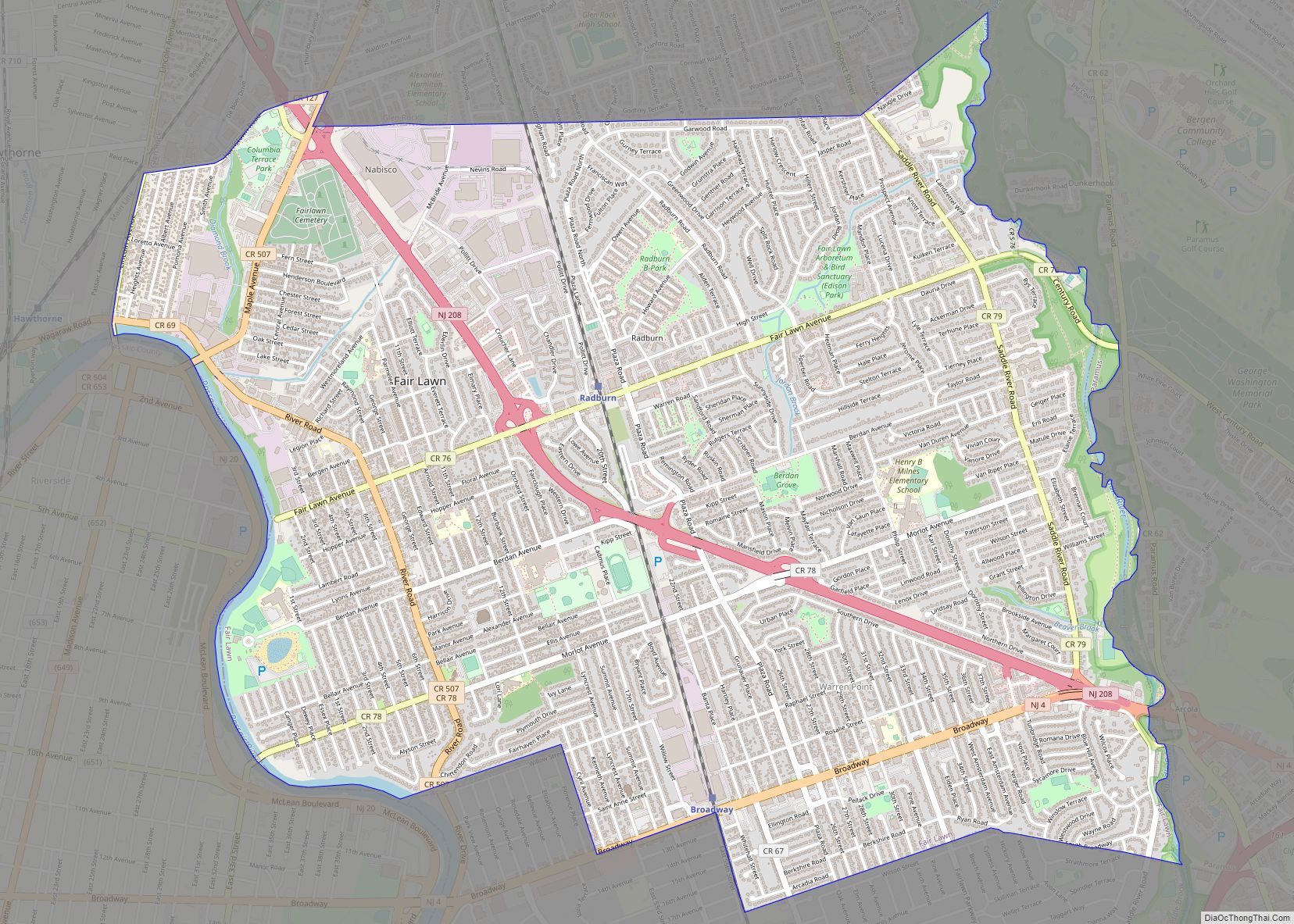 Map of Fair Lawn borough