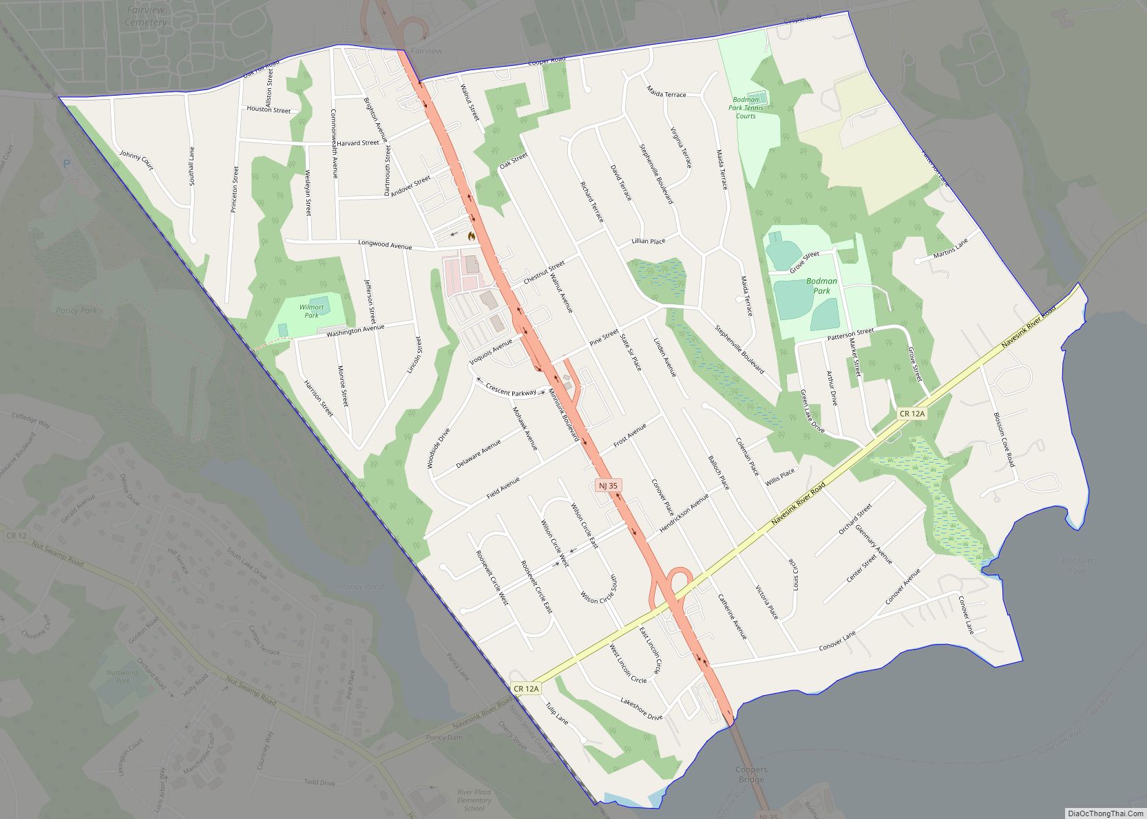 Map of Fairview CDP, New Jersey