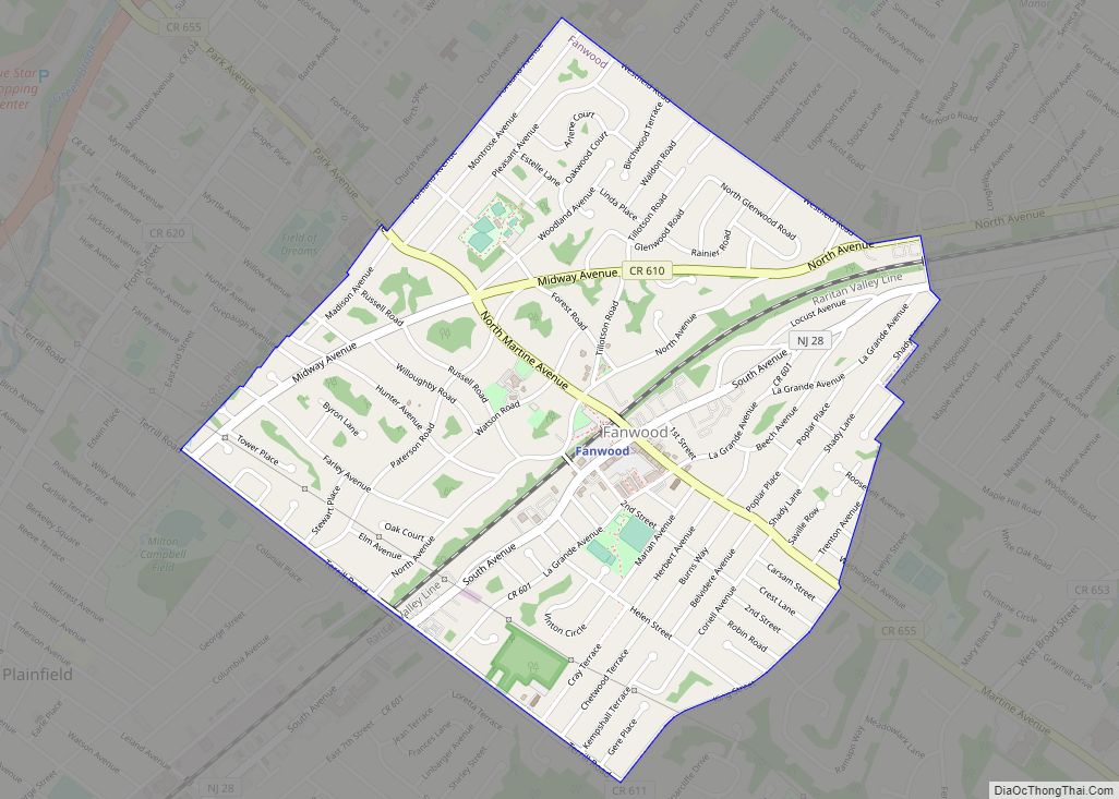 Map of Fanwood borough