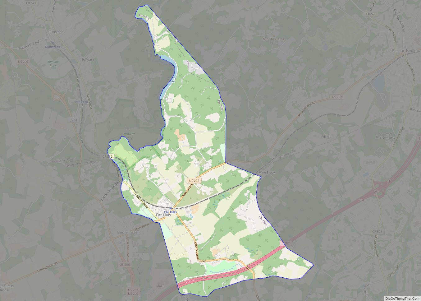 Map of Far Hills borough