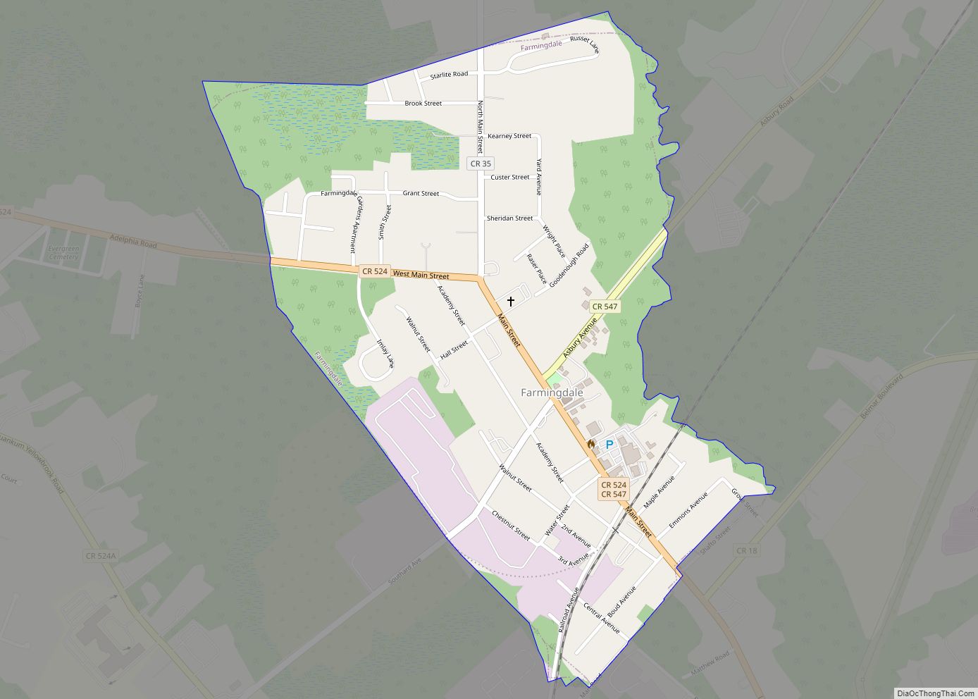 Map of Farmingdale borough, New Jersey