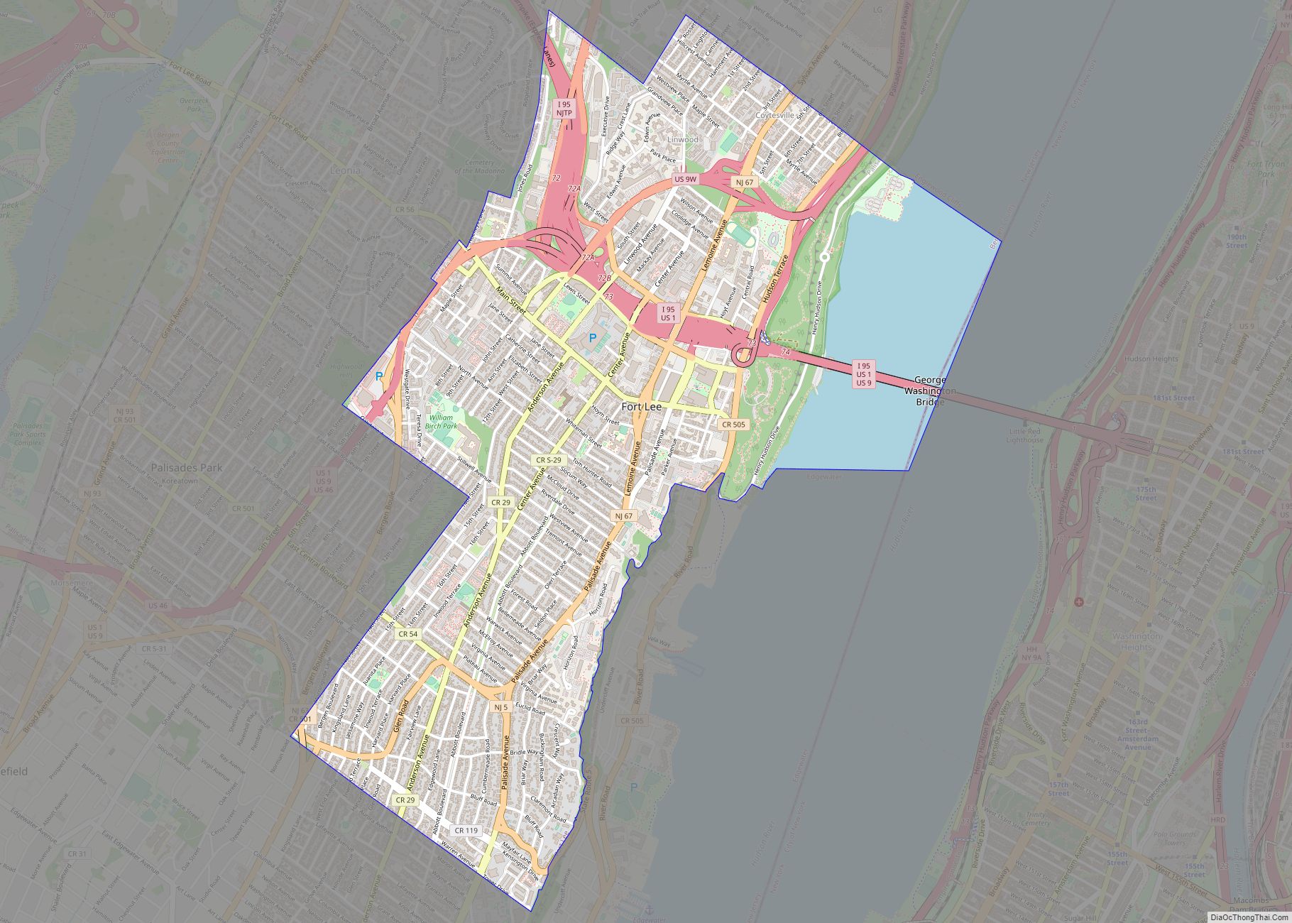 Map of Fort Lee borough