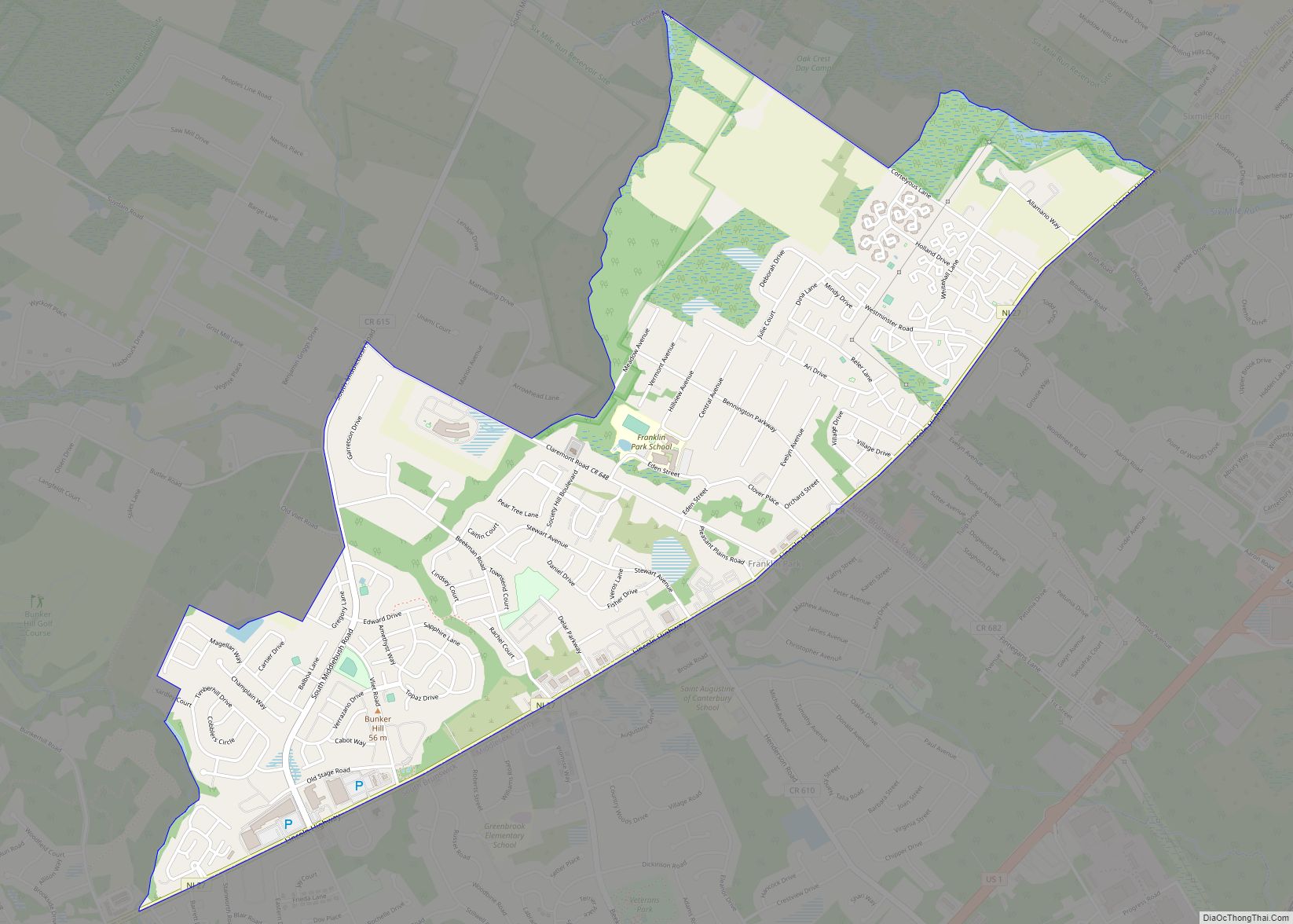 Map of Franklin Park CDP, New Jersey