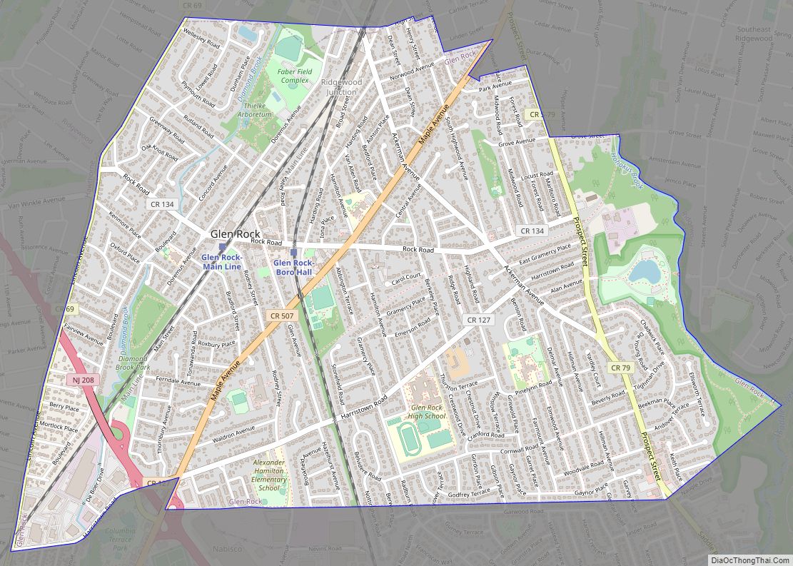 Map of Glen Rock borough