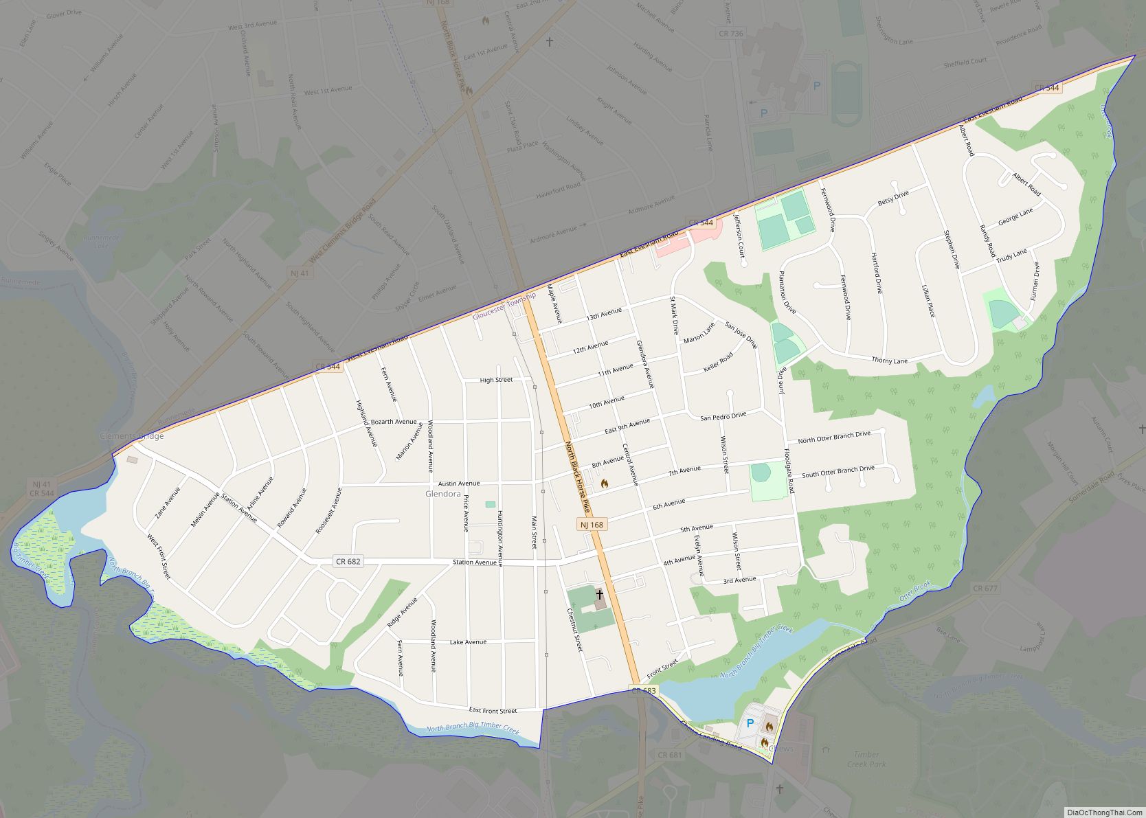 Map of Glendora CDP, New Jersey