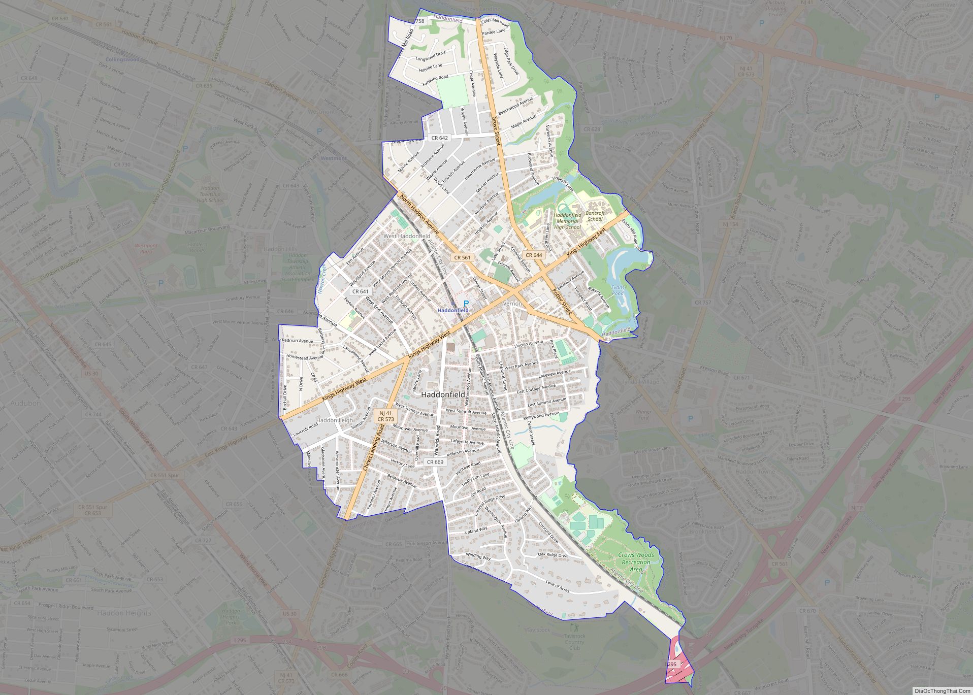Map of Haddonfield borough