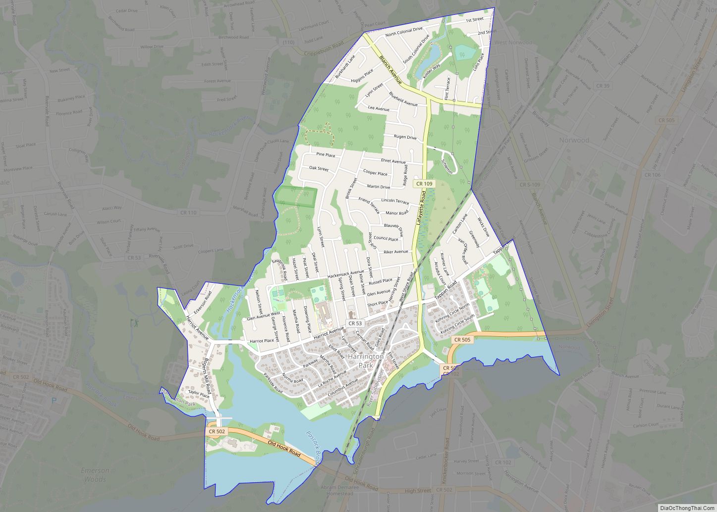 Map of Harrington Park borough