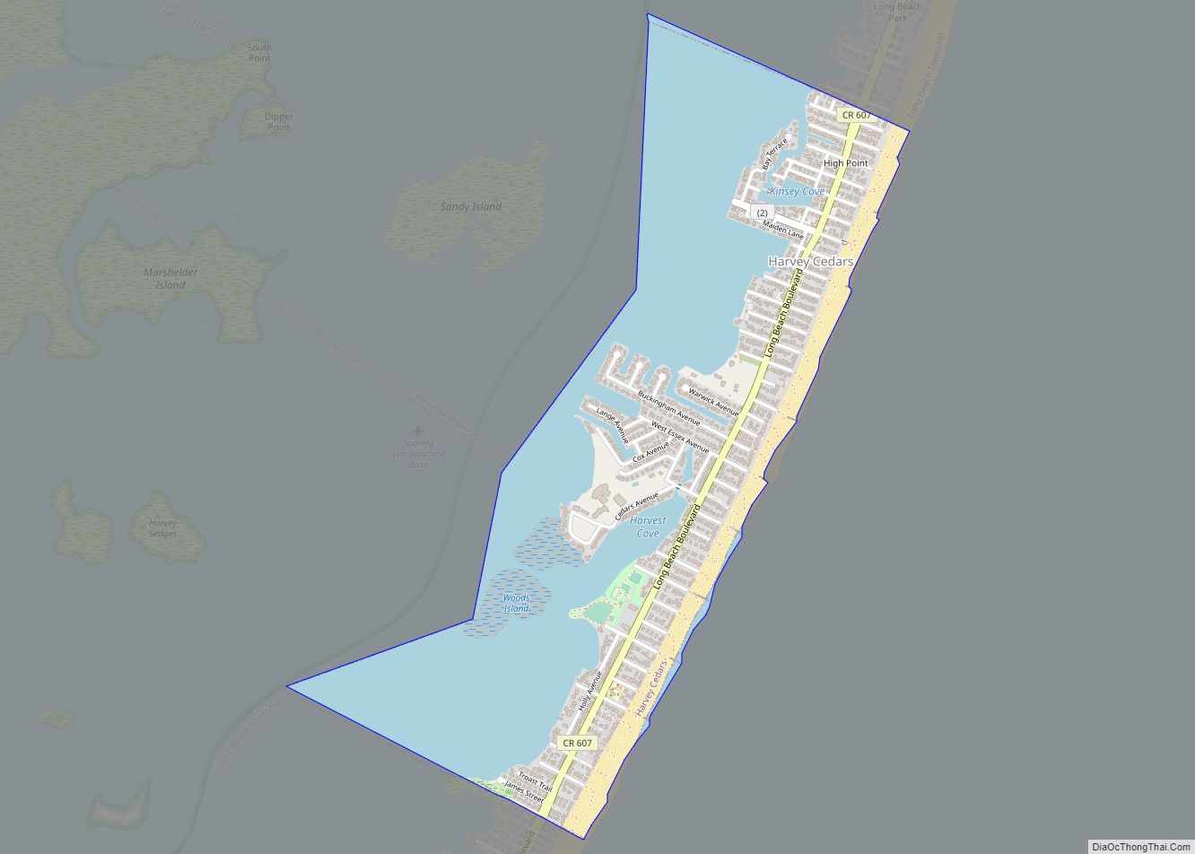 Map of Harvey Cedars borough