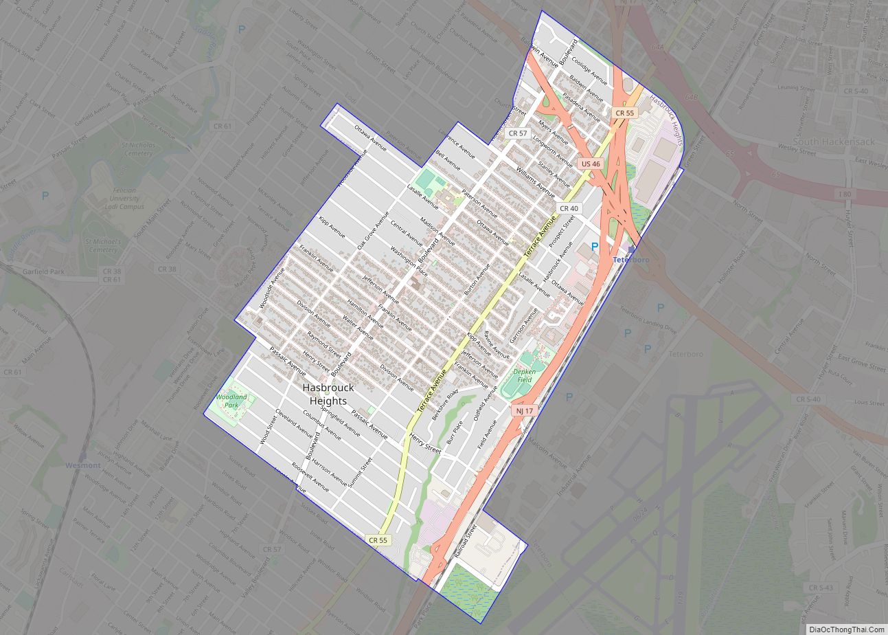 Map of Hasbrouck Heights borough