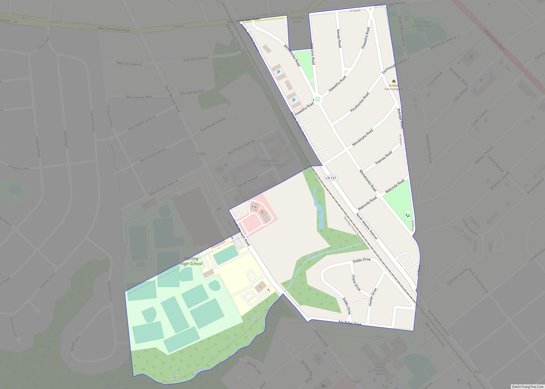 Map of Hi-Nella borough