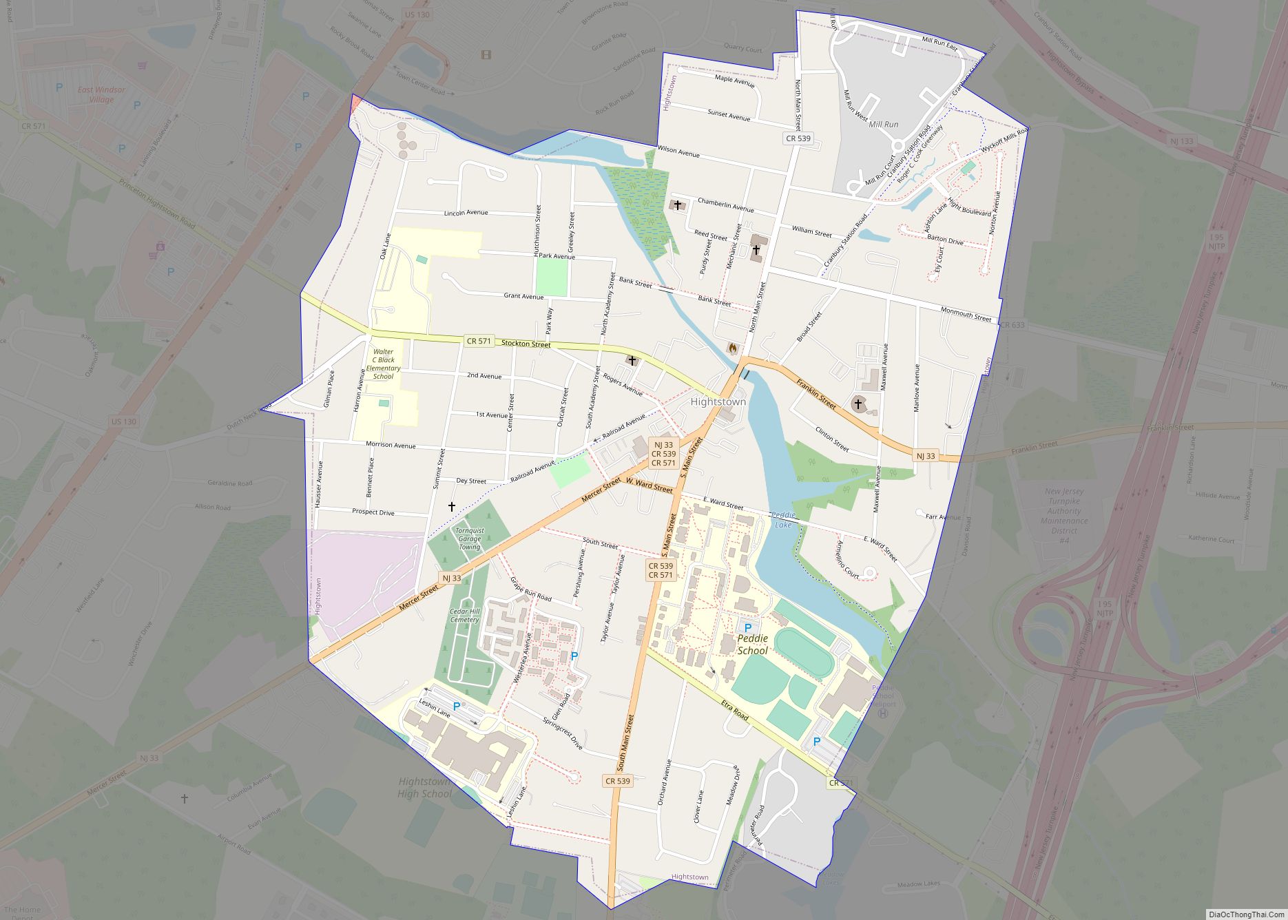 Map of Hightstown borough