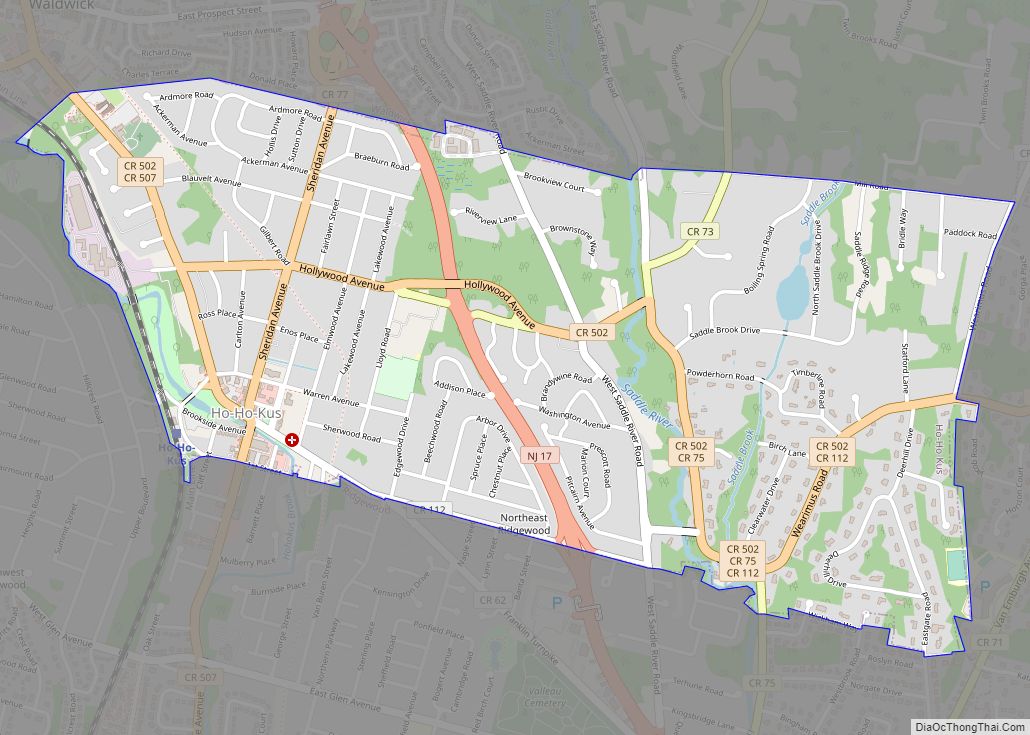 Map of Ho-Ho-Kus borough