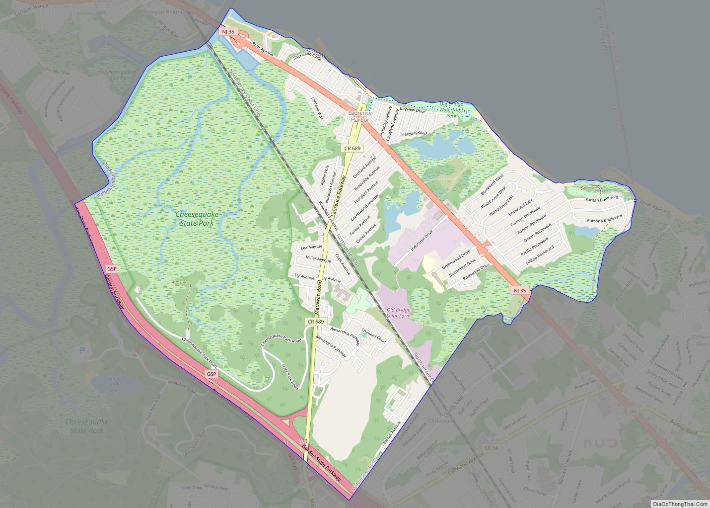 Map of Laurence Harbor CDP