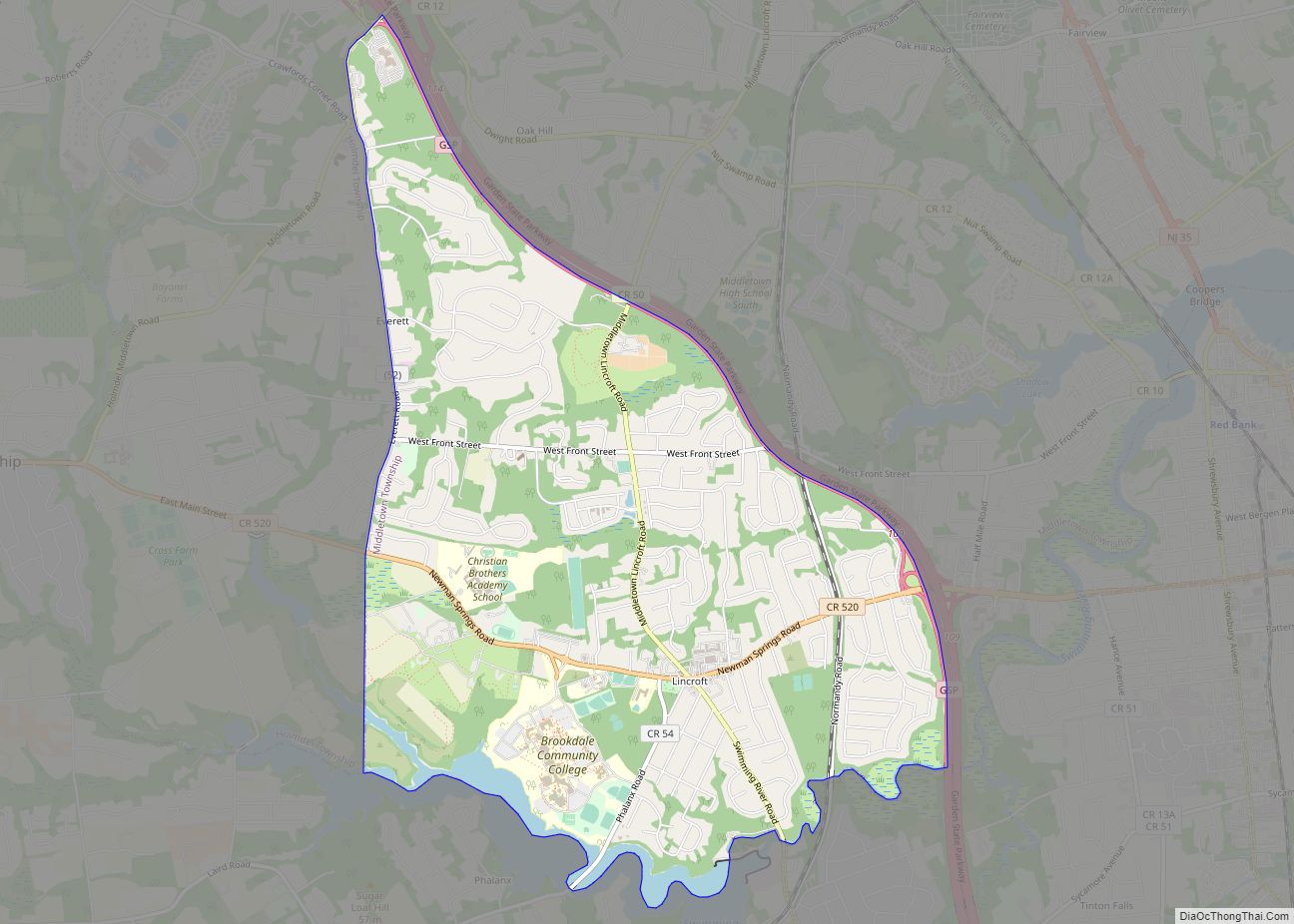 Map of Lincroft CDP