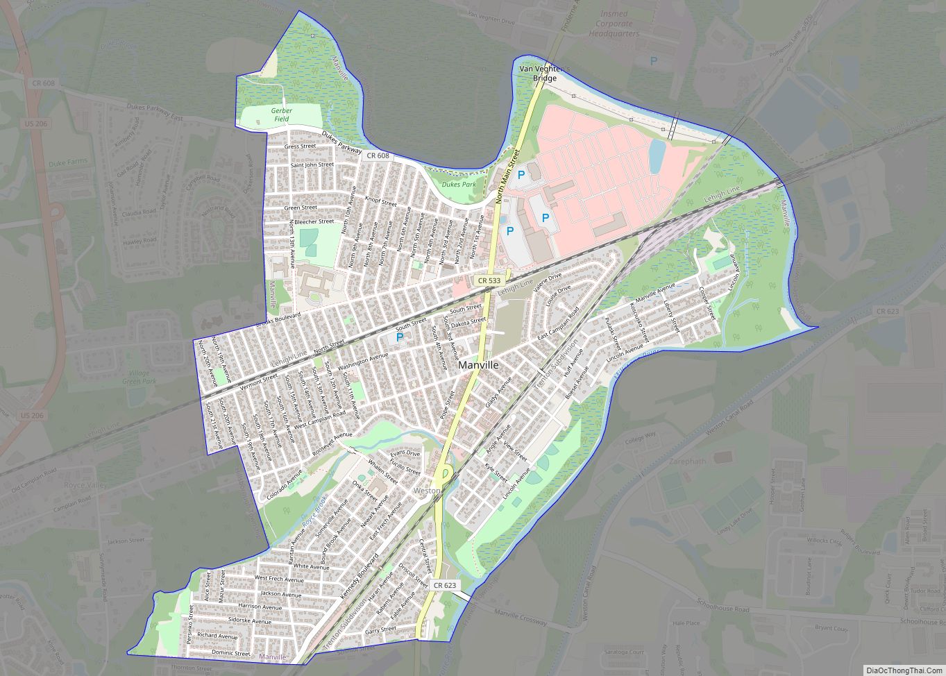 Map of Manville borough