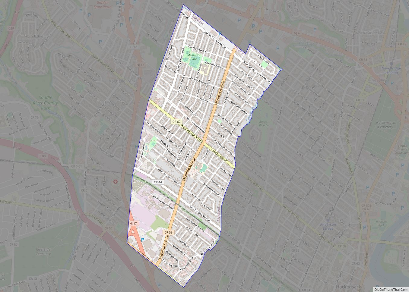 Map of Maywood borough, New Jersey