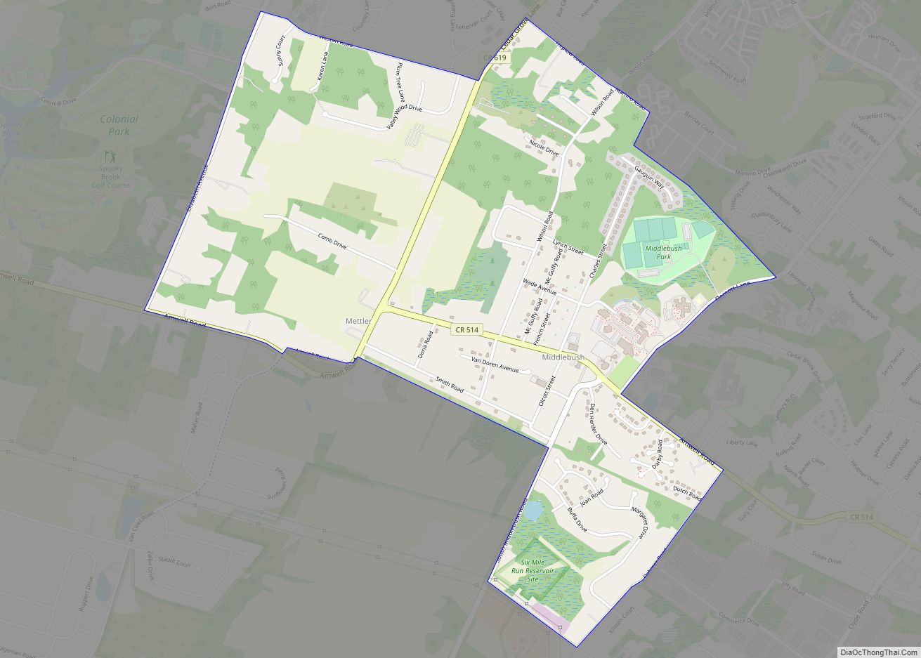 Map of Middlebush CDP