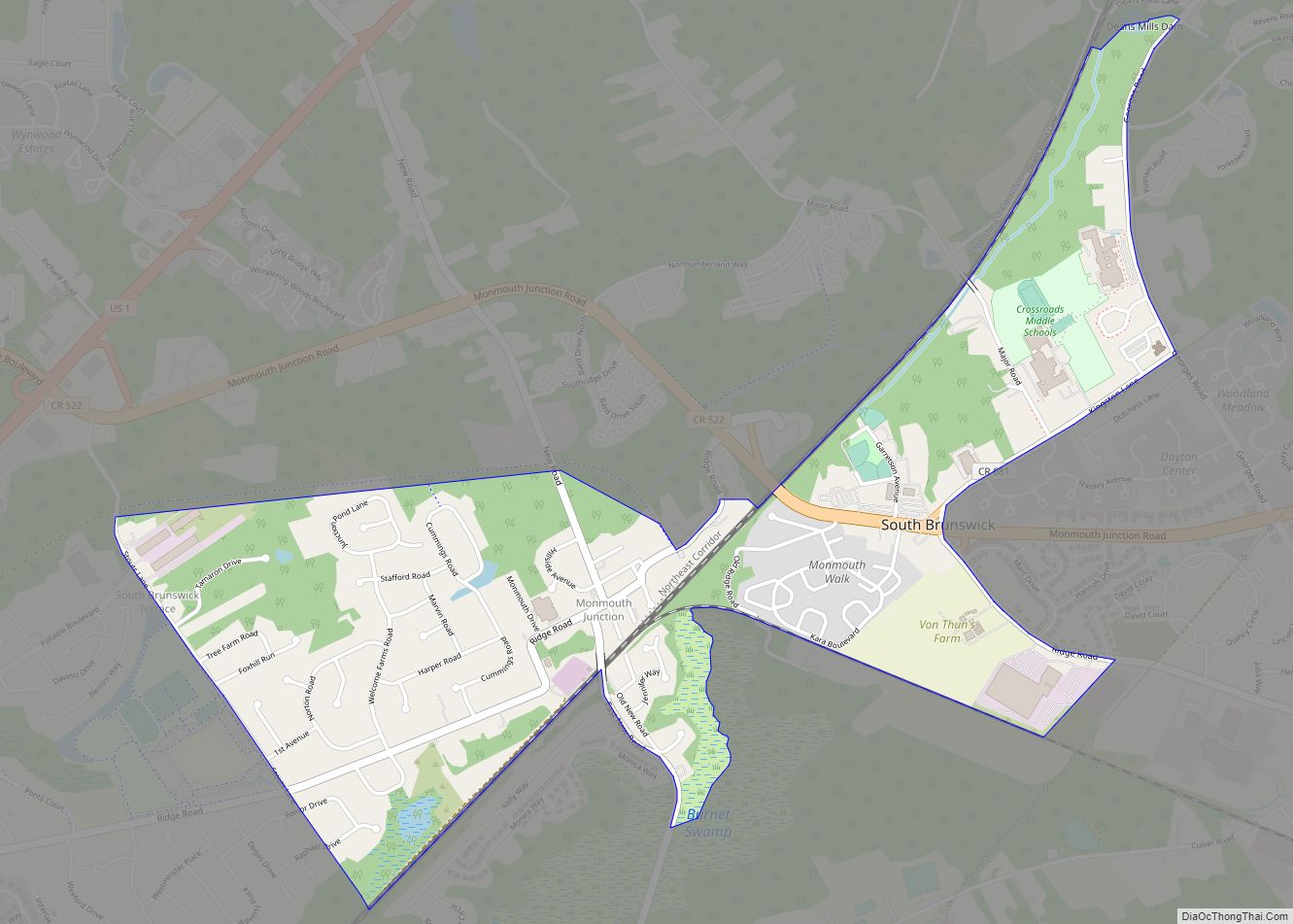 Map of Monmouth Junction CDP