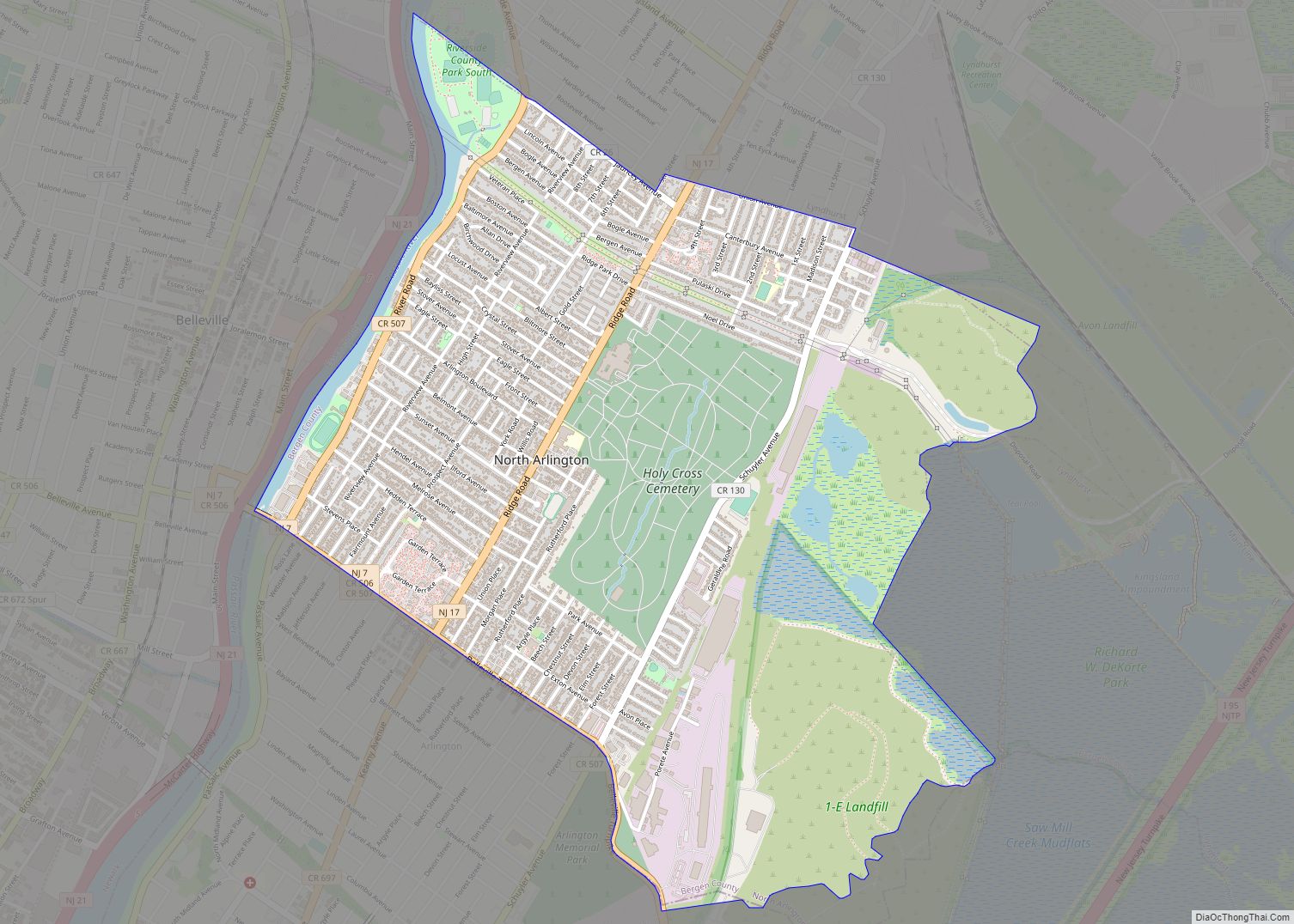 Map of North Arlington borough