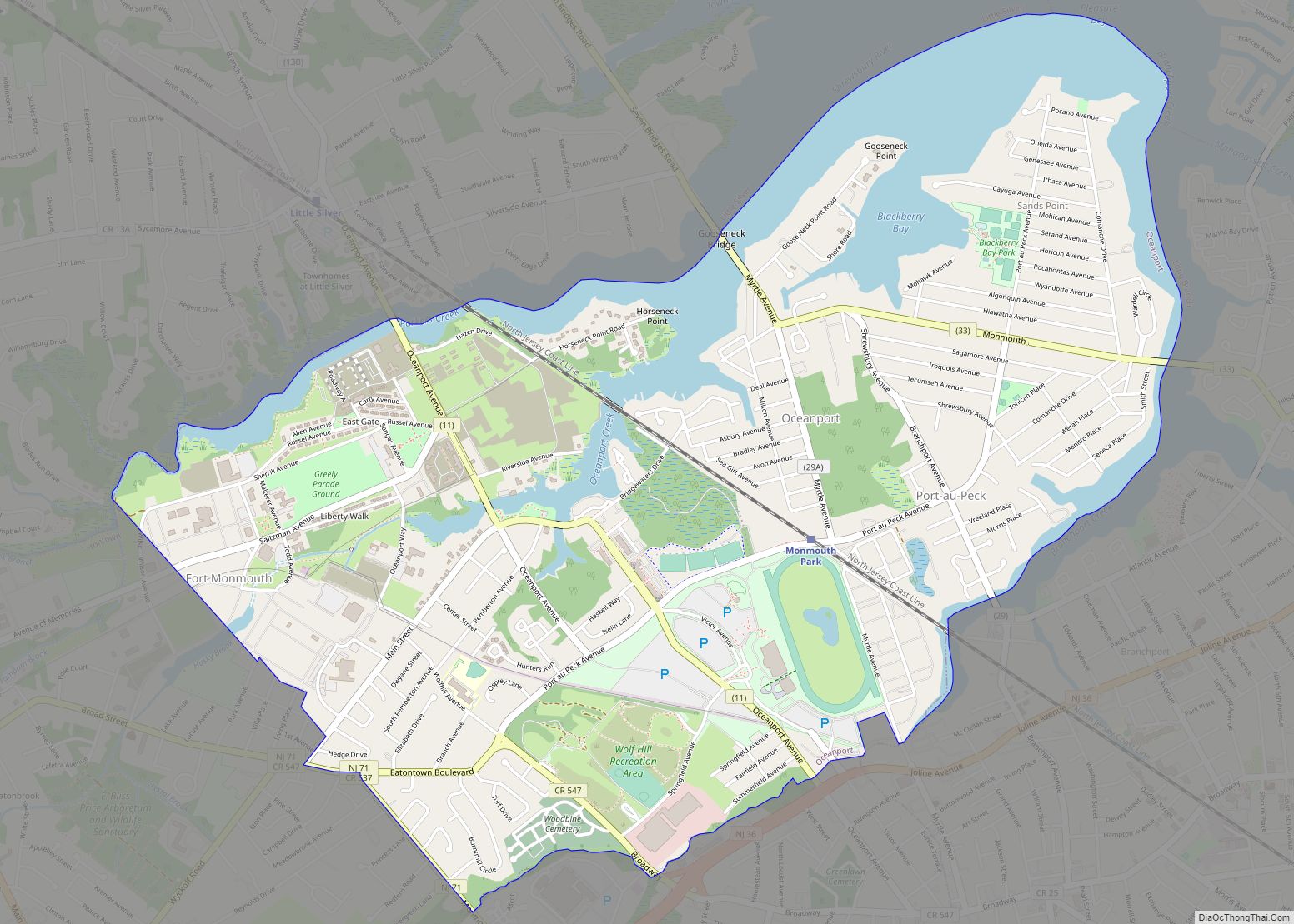 Map of Oceanport borough