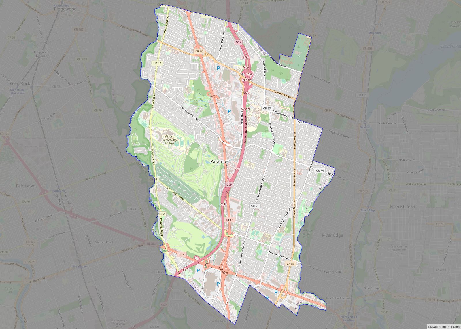 Map of Paramus borough
