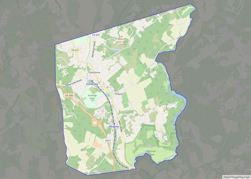 Map of Peapack and Gladstone borough