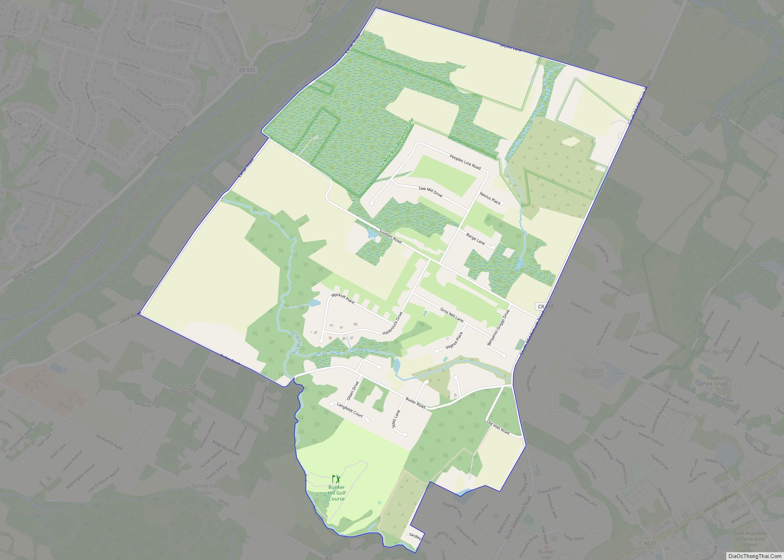 Map of Pleasant Plains CDP, New Jersey