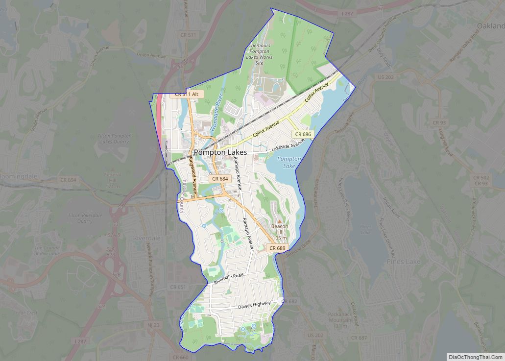 Map of Pompton Lakes borough