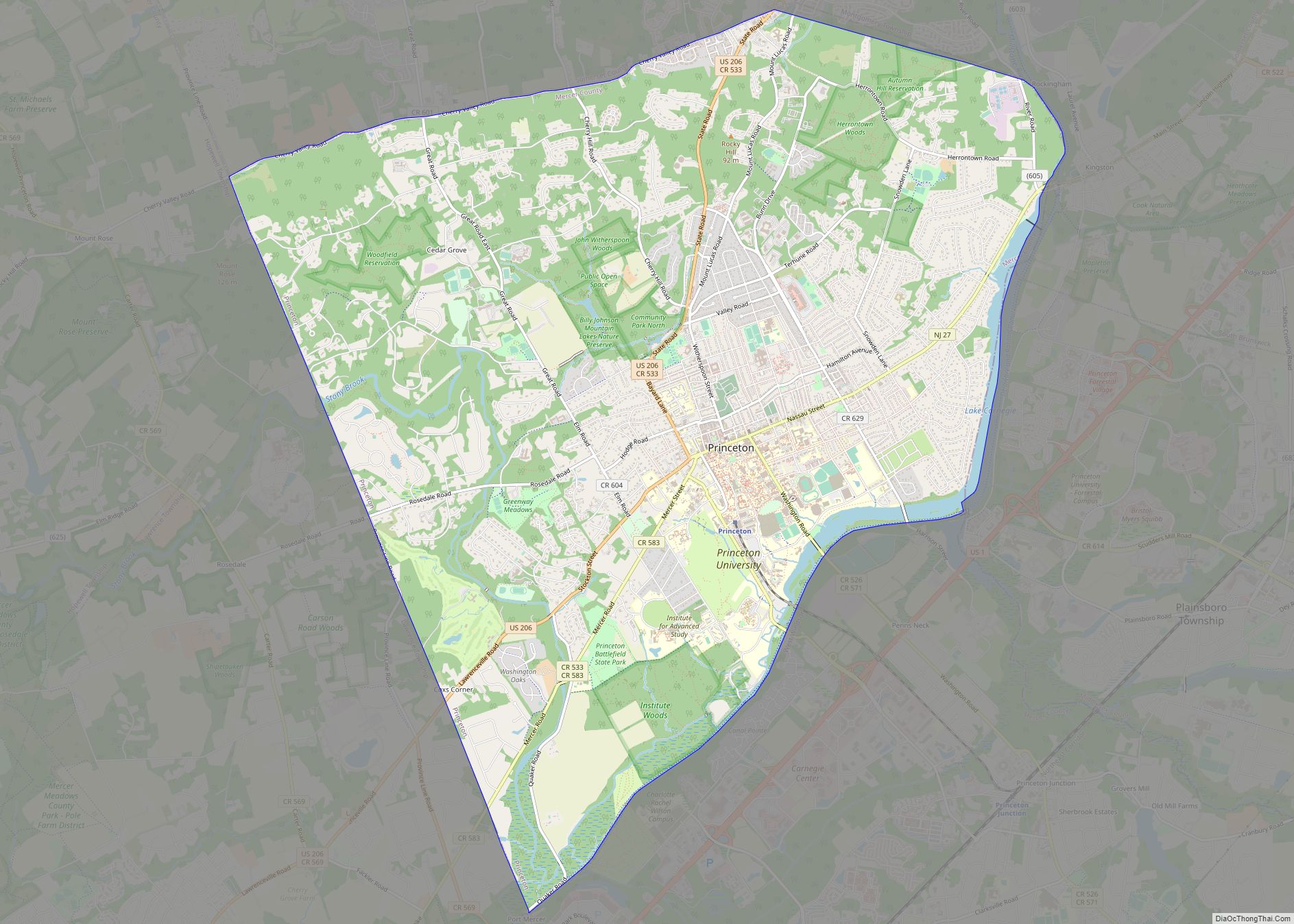 Map of Princeton, New Jersey
