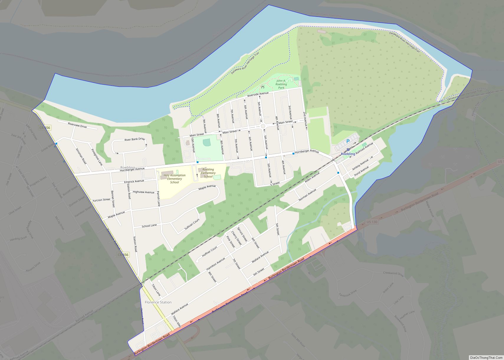 Map of Roebling CDP