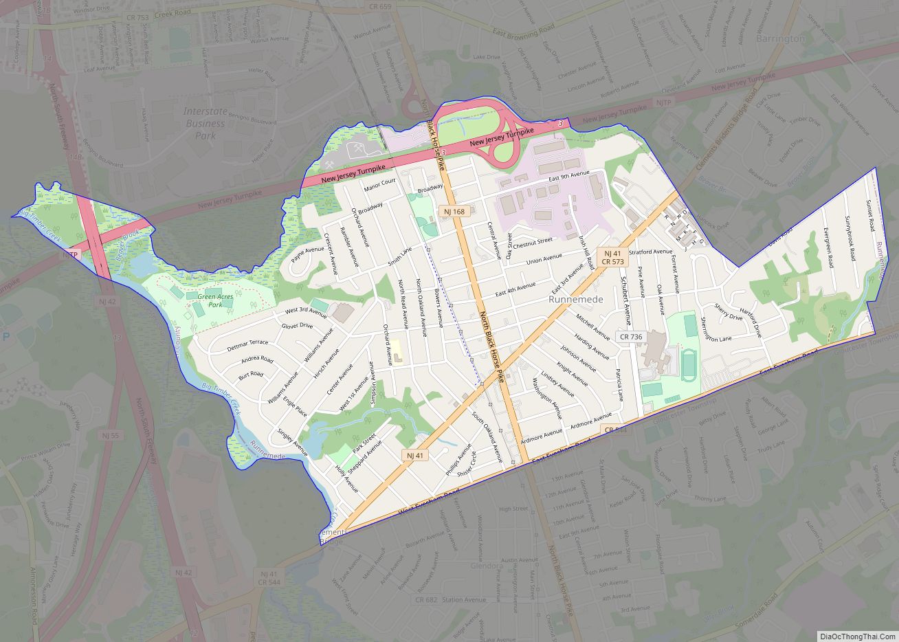 Map of Runnemede borough