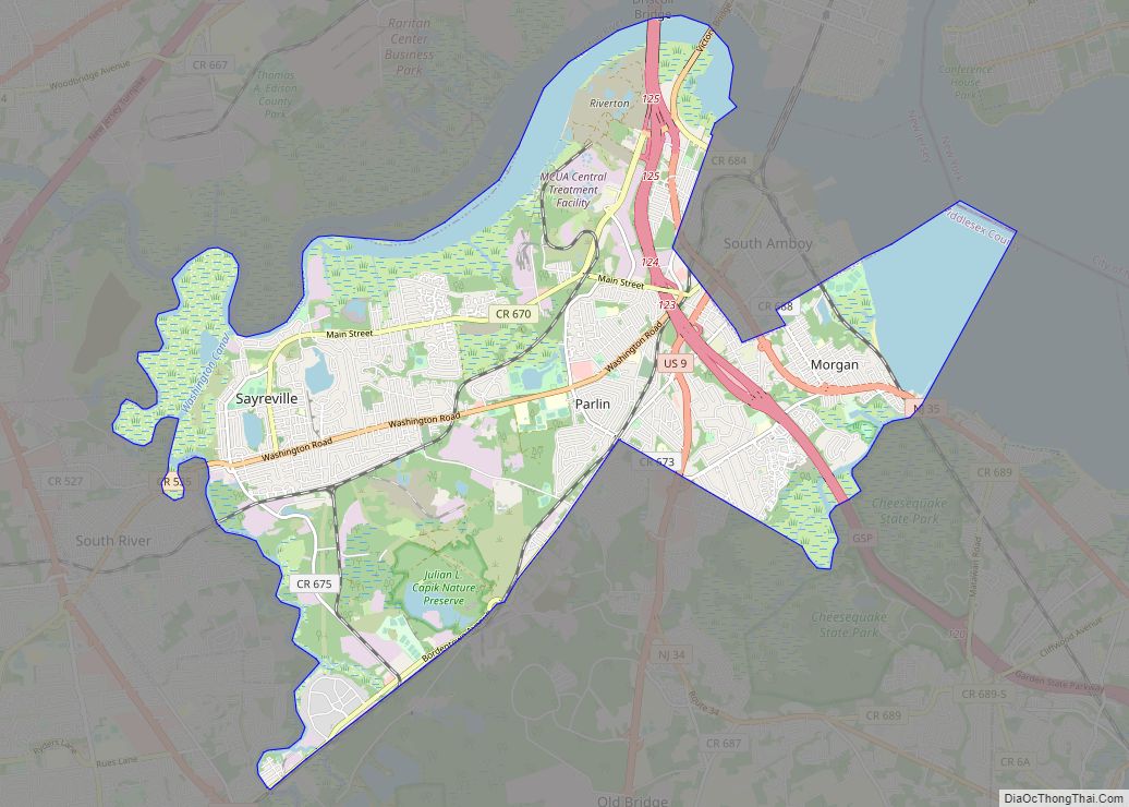 Map of Sayreville borough