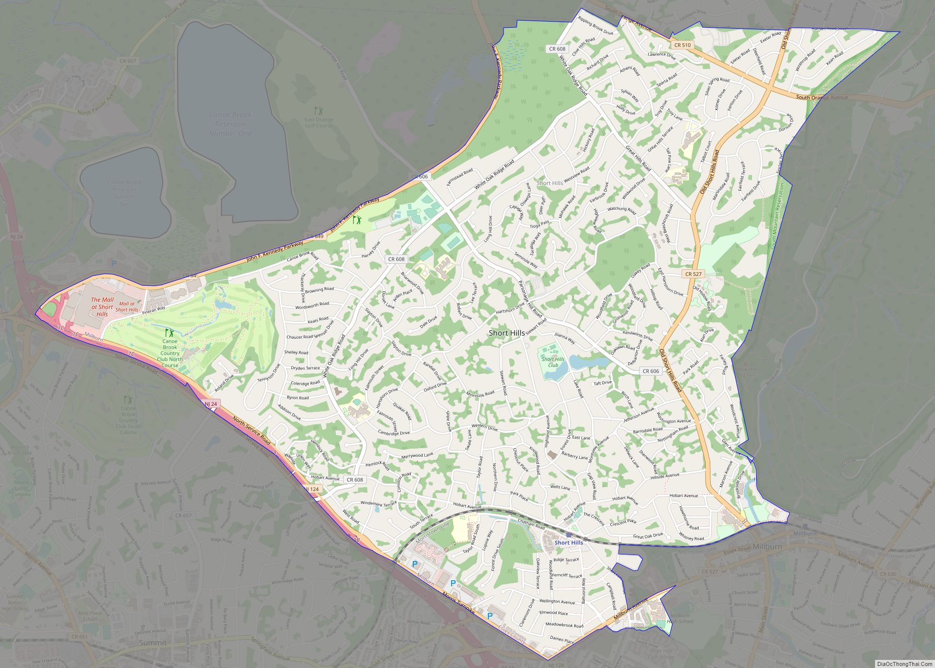 Map of Short Hills CDP