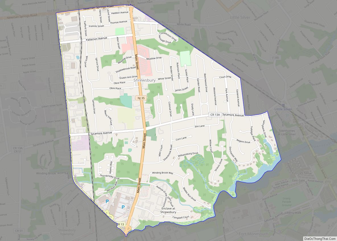 Map of Shrewsbury borough, New Jersey