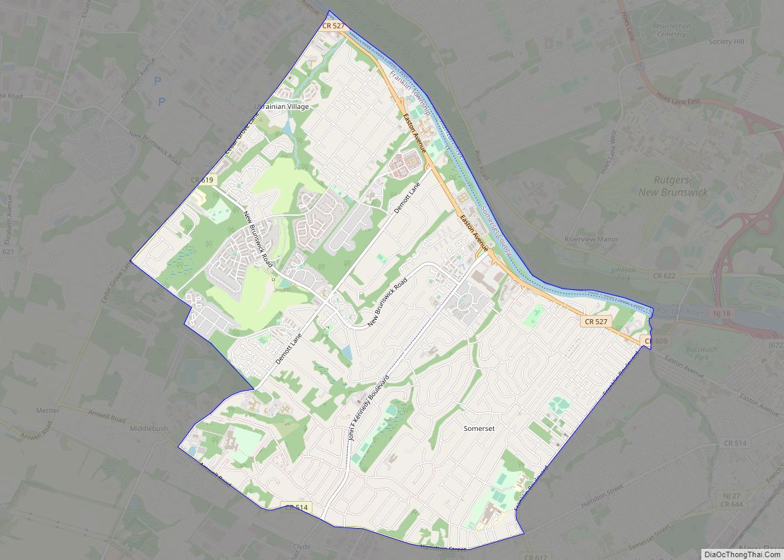 Map of Somerset CDP, New Jersey