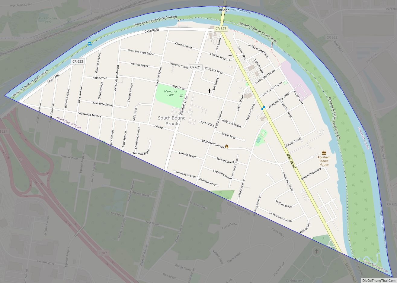 Map of South Bound Brook borough